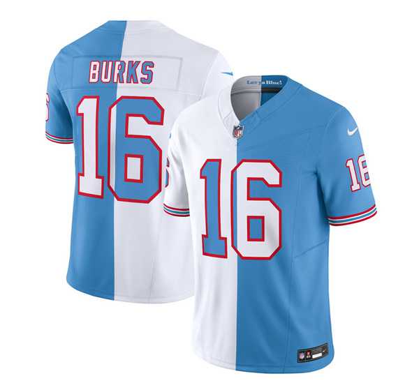 Men & Women & Youth Tennessee Titans #16 Treylon Burks White Blue 2023 F.U.S.E. Split Vapor Limited Throwback Jersey->tennessee titans->NFL Jersey